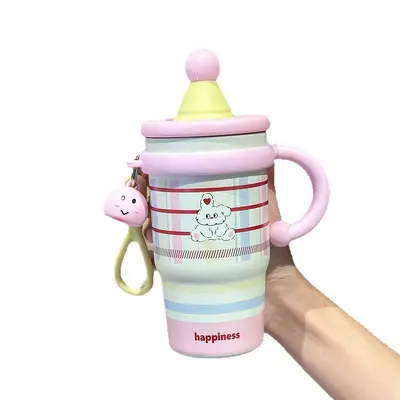 316 Stainless Steel Insulated Straw Tumbler, Large Capacity Desktop Cup - 6