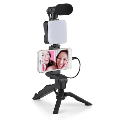 Masaüstü güzellik bacak cep dolgu ışığı mikrofon seti ile SLR konferans ışığı mikrofonlu el fotoğrafçılığı