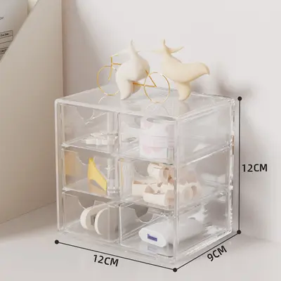 Desktop six-compartment clear storage box stackable - 7
