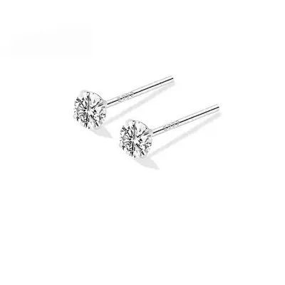 S999 sterling silver women's earrings, four-prong design