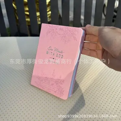 Kadın 365 günlük çalışma defteri, pembe gerçek deri kapak