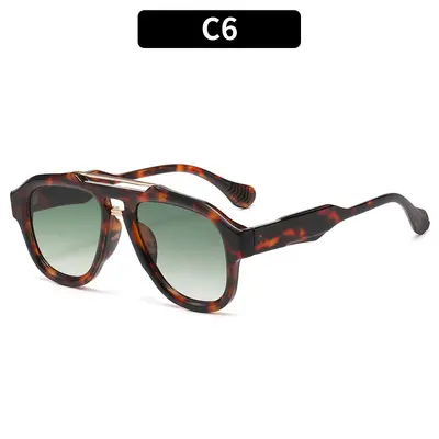 Double-Bridge Aviator Sunglasses, Unisex, UV Protection - 11