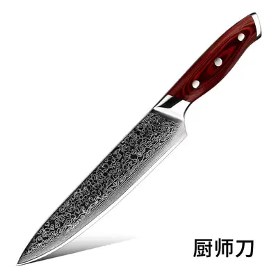 67-schichtiges Damaszener-Stahl-Küchenmesserset für den Heimgebrauch, Fleischmesser, Kochmesser, Yangjiang mit farbigen Holzgriffen. - 7