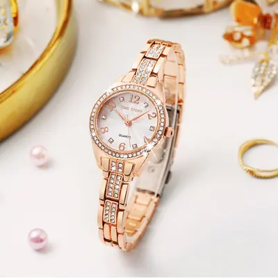 Women's quartz watch, rhinestone-inlaid, waterproof