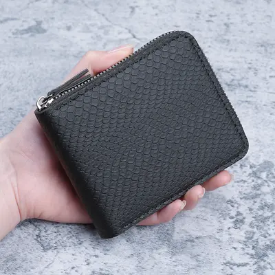 Men's Short Zipper Wallet in PU Leather with Multi-Card Slots and Coin Pocket - 6