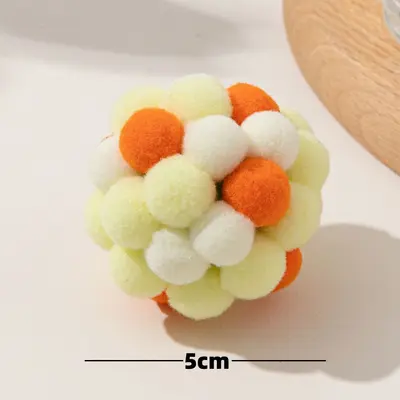 Colorful Fur Ball Cat Toy, Silicone Interactive Chase Ball - 7