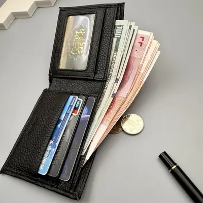 Men's Genuine Leather Wallet, First-Layer Cowhide, Multifunctional Document Bag - 3