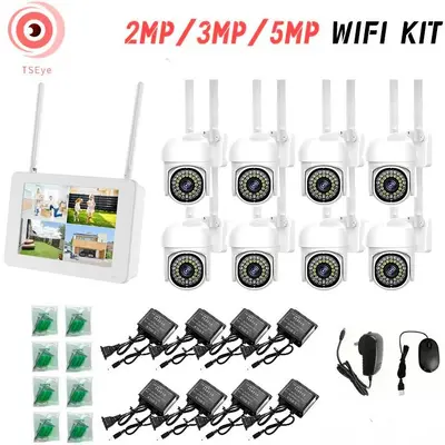 WiFi Kit Wireless Display Screen Outdoor HD Night Vision NVR Video Recorder Wireless Surveillance System