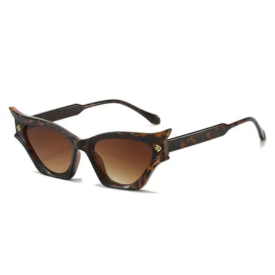 Angular Cat-Eye Sunglasses, Retro Style, Jumping-Shape Temple Detail - 8