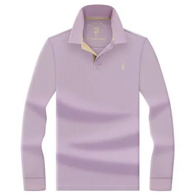 Herren-Langarm-Poloshirt, 100% Baumwolle, atmungsaktiv - 8
