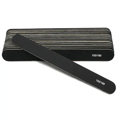 Double-Sided Nail File, Black Sand, Thin Wooden Manicure Tool