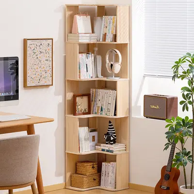 Solid Wood Floor Bookshelf with Children's Picture Book Storage - 2