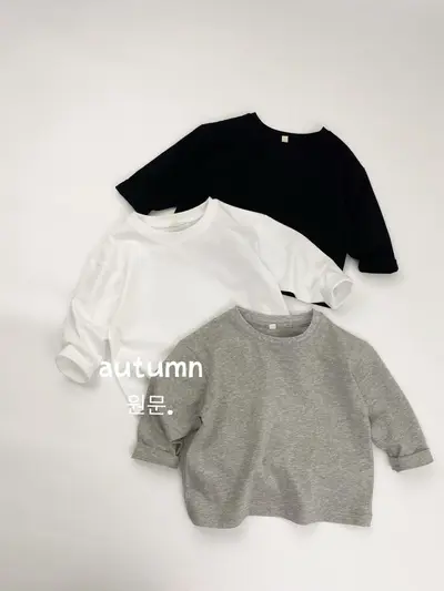 Children's Solid Colour Round Neck Long Sleeve T-Shirt, Soft