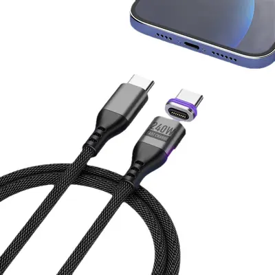 Magnetisches Schnelllade-Datenkabel 240W mit doppelter Typ-C-Schnittstelle PD-Schnellladekabel, kompatibel mit Android-, Apple- und Huawei-Mobiltelefonen - 6