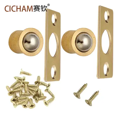 Pure Copper KTV Door Stopper, Spring Bead Latch for Wooden Doors and Drawers - 2