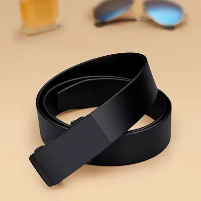 2026 New Style Men's Belt with Automatic Buckle No-Hole Design Versatile Casual Men's Waistband Trendy Jeans Belt for Young Men