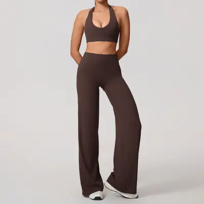 Long Sleeve Hollow-Out Yoga Set with Chest Pads, Open Back, Model 801 - 7