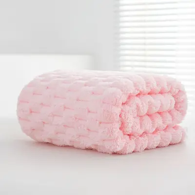 Mercan polieşter banyo havlusu seti, bulut deseni, hızlı kuruyan