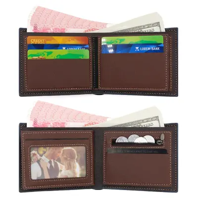 Men's Short Wallet, Multi-Card Slots, Zipper Coin Compartment - 3