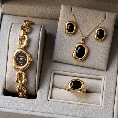 5-Piece Women's Quartz Watch Set with Bracelet