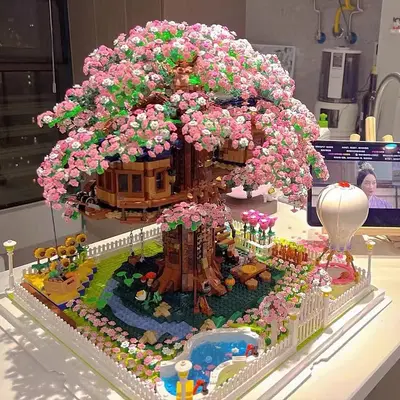 Cherry Blossom Treehouse Building Block Set, Large Princess Series - 7
