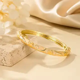 Enamel Five-leaf Flower Open Bracelet - 11