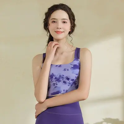 Women's yoga set 2026 vest fixed chest pad quick-dry - 10