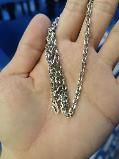 Çapraz zincir kolye, gümüş kaplama, vintage stil - 6
