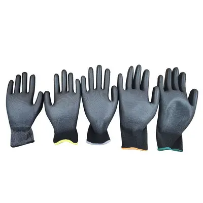 13-gauge nylon black PU-coated palm gloves dust-free digital factory anti-static coating protective work safety gloves wholesale