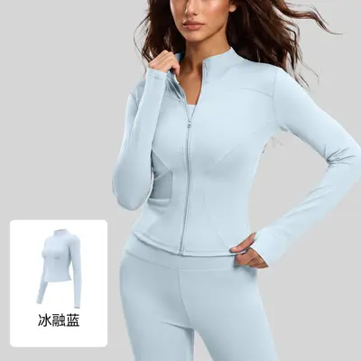 Juyitang sıkı yoga ceketi slim fit spor koşu spor yoga ceketi - 8