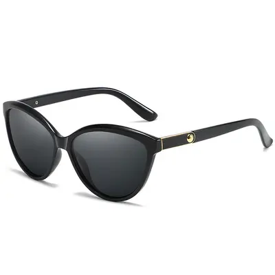 Women's Polarized Cat-Eye Sunglasses, Lightweight with Leather Detail - 6