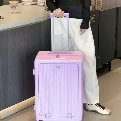 Ön açılır seyahat bagajı, bardak tutacağı, çok fonksiyonlu
