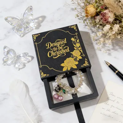 In Stock Starry Sky Silver PE Film Suspension Box Printed Pearl Jewelry Packaging Box Premium Gift Box Custom LOGO