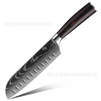 Kochmesser 8 Zoll, 5Cr15MoV Edelstahl, Damastmuster - 9