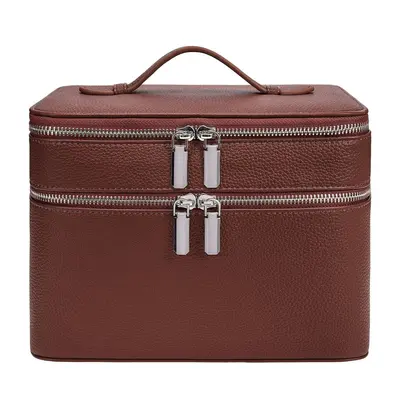 Double-Layer PU Leather Large-Capacity Makeup Bag, Portable - 10