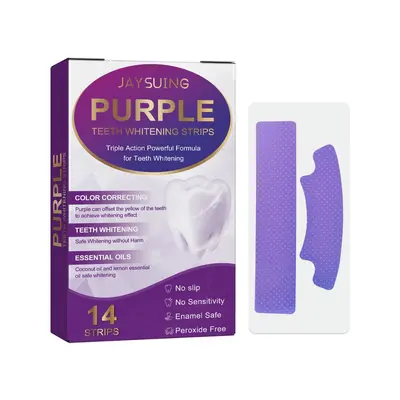 Jaysuing Purple Bright White Teeth Strips Remove Yellowing and Stains Deep Cleaning Oral Health Care Teeth Whitening Strips - 5