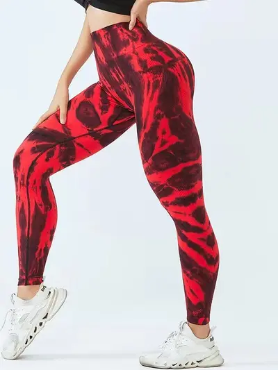 跨境扎染无缝瑜伽裤高腰提臀健身裤训练运动长裤女yoga leggings - 5