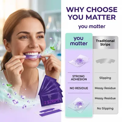 V34 Purple Teeth Whitening Strips, Low-Sensitivity, for Smoke Stains - 5