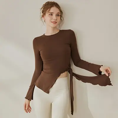 Women's Yoga Crop Top, Long Sleeve, for Running and Training - 8