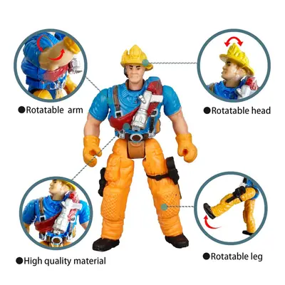 İtfaiyeci ve Sağlıkçı Figür Seti, DIY Model, 10 CM, Erkek Çocuk Oyuncağı