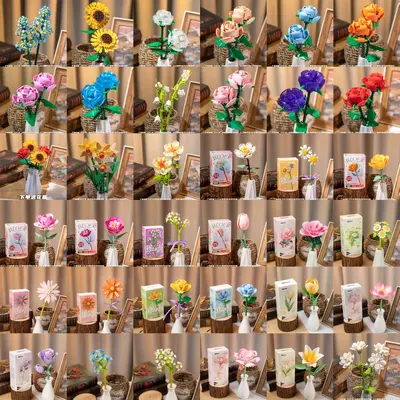 Zuanma 087 Building Block Flower Single Stem Everlasting Flower Building Block Rose Sunflower DIY Cross-Border Wholesale Dropshipping - 5