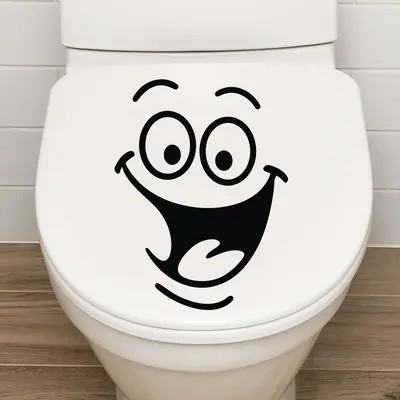 Smiley Face Toilet Sticker, Waterproof, Removable