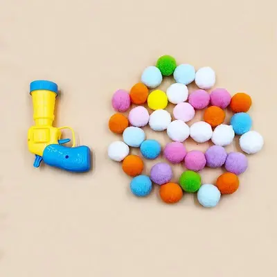 Flauschball-Schussgewehr Katzenspielzeug, elastische Bälle - 2