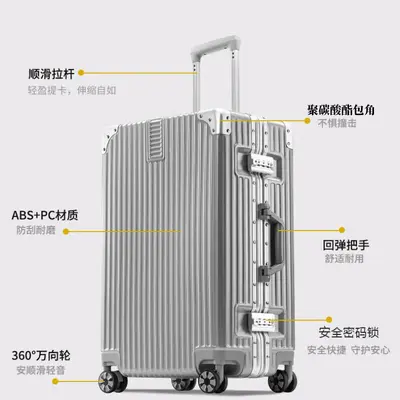 【Premium Fabrika Auswahl】Reisekoffer mit Aluminiumrahmen, universelle Trolleys mit Rädern 20 Zoll Handgepäck, 24 Zoll Gepäck für Herren und Damen, 26 Zoll Studentenkoffer mit Zahlenschloss.