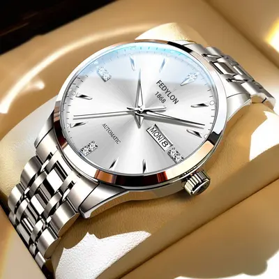 Fortilan Herrenuhr Herrenquarzuhr Markenuhr Stahlarmband Mittelschüler vollautomatische mechanische Uhr wasserdicht - 4