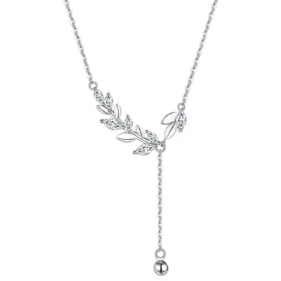 S999 sterling silver wheat tassel necklace with clasp chain
