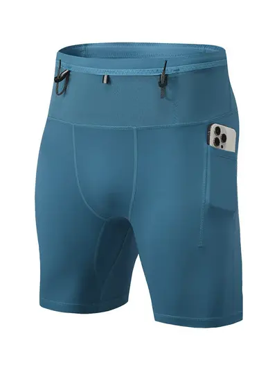 Men's Compression Running Shorts, Quick-Dry, Solid Color, Marathon - 6