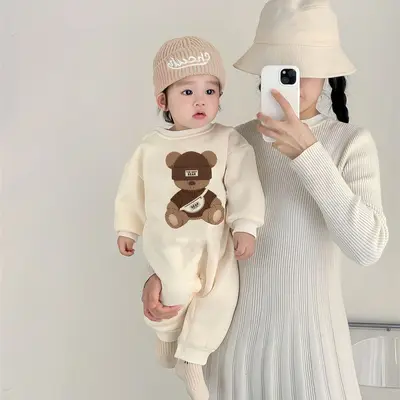 Baby-Overall mit Fleece-Futter und Bärchenmotiv, Herbst/Winter, 3-12 Monate