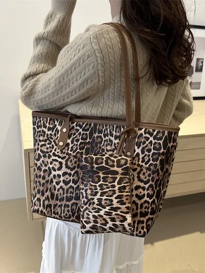 Leopard Print Large Capacity Tote Bag for Women - 3