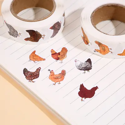 Self-Adhesive Cartoon Chicken Roll Labels, DIY Envelope Sealing Stickers - 7